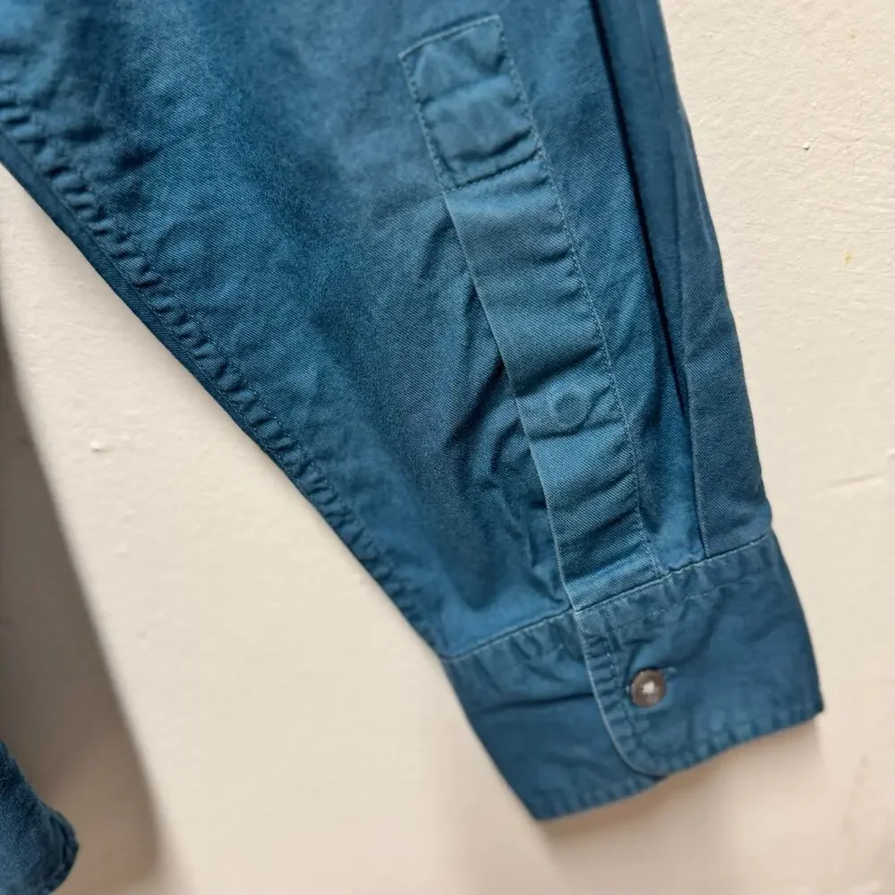 Banana Republic Classic Mens Large Teal Blue 100% Cotton Button Up Preppy Casual